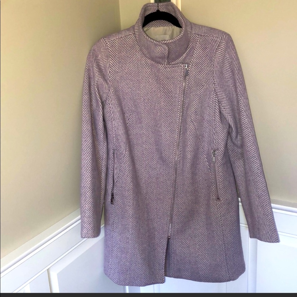 Loft herringbone lilac and white wool coat